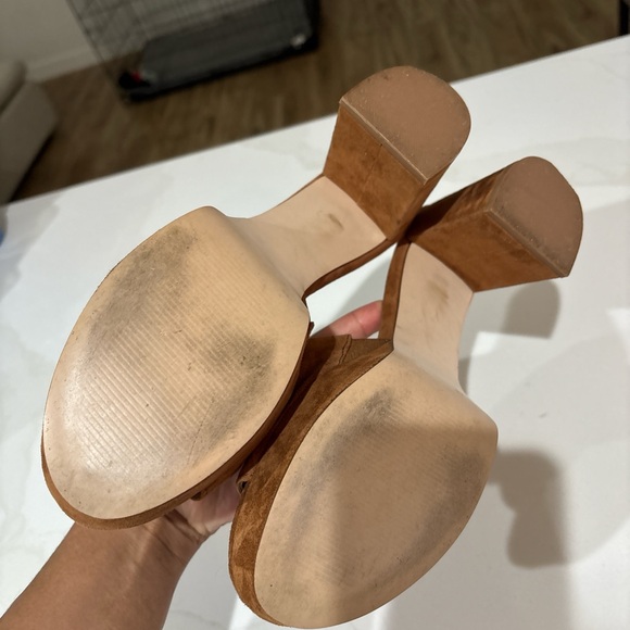 Steve Madden Brown Suede Block Heel Mules - Picture 3 of 3